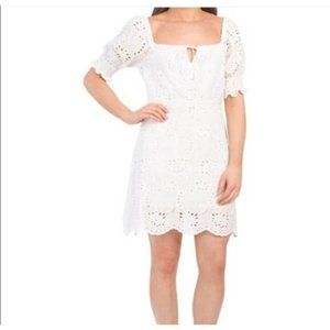7 For All Mankind White Eyelet Dress Puff Sleeve XL